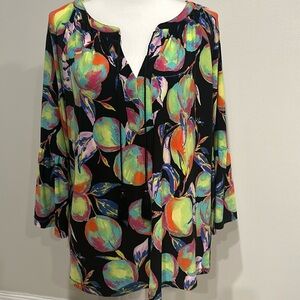 Women’s Pappagallo-Kelsi Bell Sleeve Pullover Tassel Top LARGE Artsy Relaxed Fit